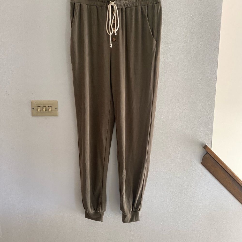 Doe & Rae green drawstring joggers with pockets S - Picture 5 of 10